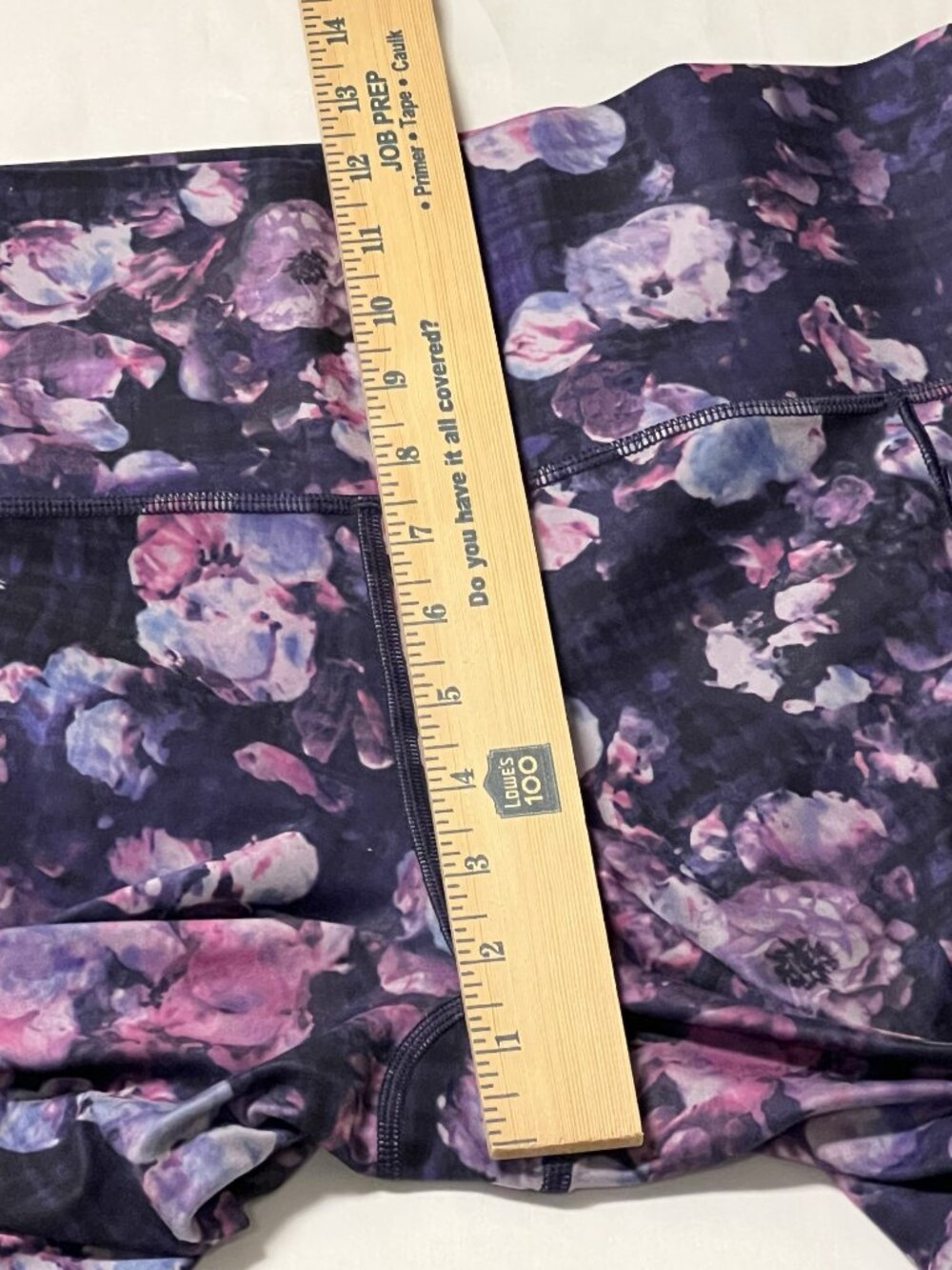 Athleta Salutation Stash Pocket II Printed 7/8 Tight Size L Purple Floral EUC - Picture 7 of 10